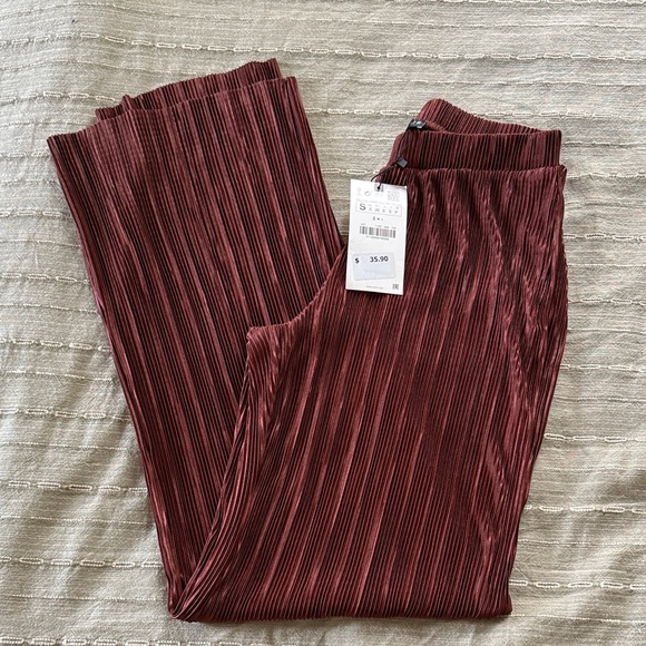 Zara Pants - NWT Zara Burgundy Pleated Pants